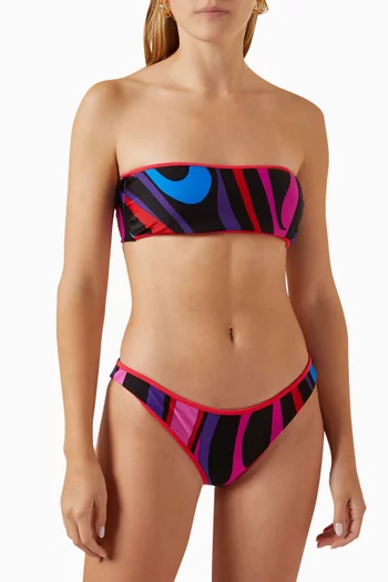 Marmo-print Bandeau Bikini Top