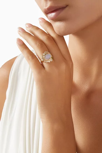 Jasmine Diamond & Moonstone Ring in 9kt Gold