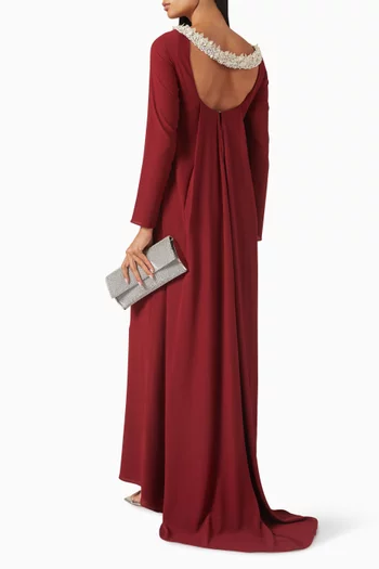 Veronica Embellished-neck Maxi Dress in Crepe