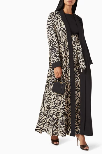 Abstract-print Abaya Set in Jersey