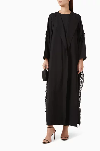 Lace Fringe Abaya in Georgette
