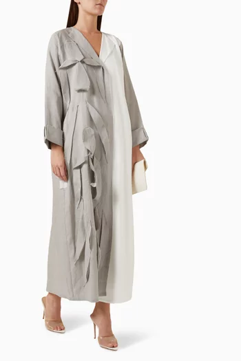 Stylish Two-tone Abaya in Linen