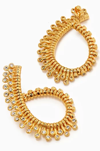 Twisted Round Earrings with Stones in 18kt Gold-plated Brass