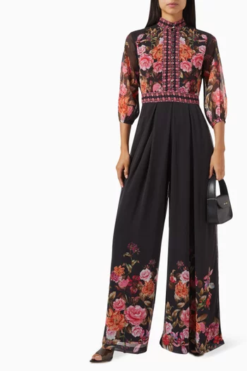 Harper Floral-print Jumpsuit in Chiffon