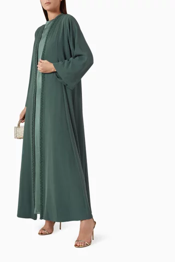 Embroidered Abaya Set in Crepe & Silk