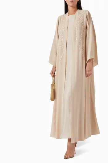 Bead-embellished Abaya Set in Chiffon & Organza