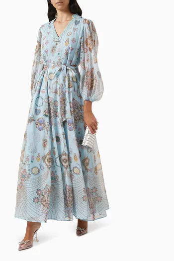 Beaujolais-A Printed Maxi Dress in Chiffon