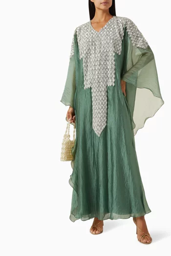 Bead-embellished Abaya in Organza