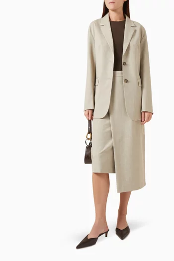 Asymmetric Midi Skirt in Matte Suit Fabric