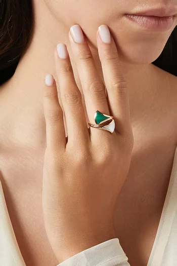 Divas' Dream Malachite & Mother-of-Pearl Ring in 18kt Rose Gold