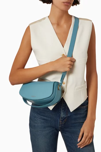 Flap Crossbody Bag in Calfskin Leather