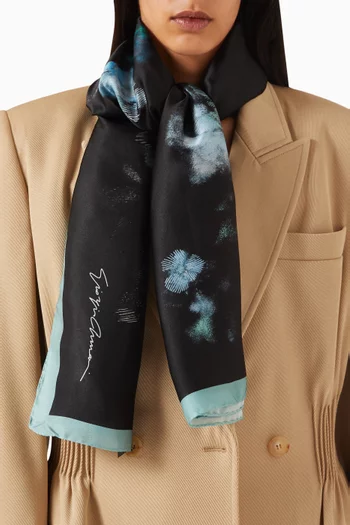 Flower-print Scarf in Silk