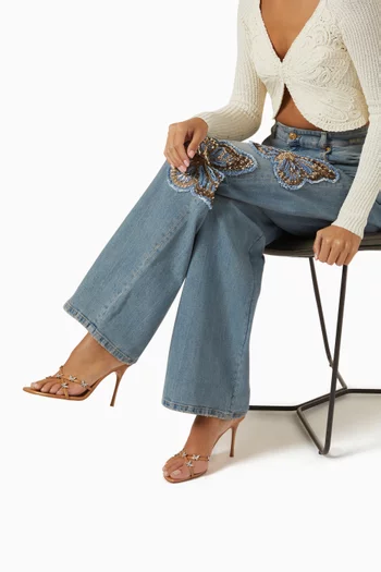 Debora 95 Crystal-embellished Sandals in Leather