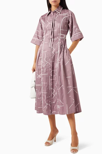 Amelia Midi Dress in Cotton-satin