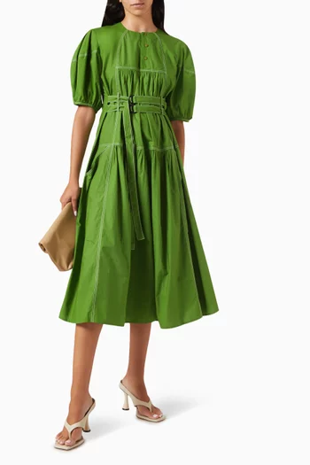 The Emerald Midi Dress in Cotton Poplin