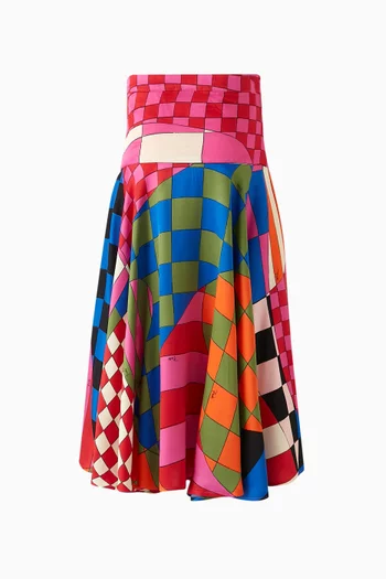 Abstract Print Skirt in Viscose