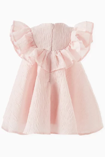 Ruffle Flared Dress in Cotton-blend