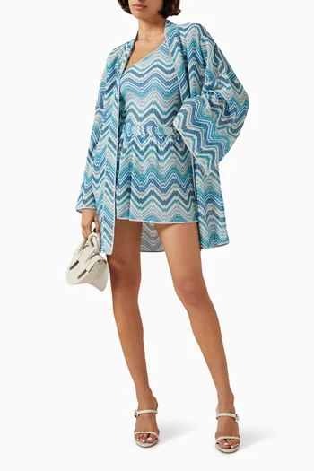 Belted Mini Cover-up Robe in Viscose-blend