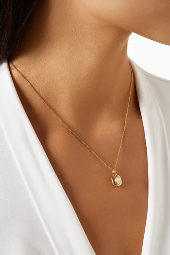 Mini Engravable Square Ridge Pendant Necklace in 18kt Recycled Gold-plated Vermeil