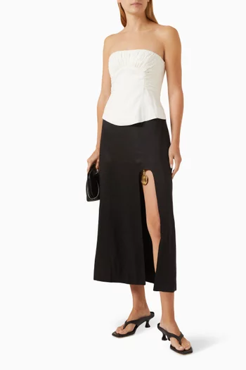 Adelaide Pendant Midi Skirt in Linen-blend