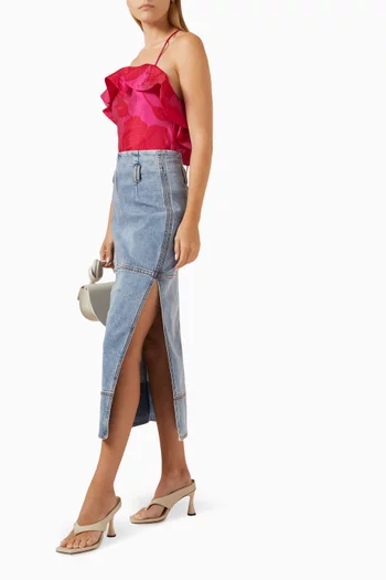 Outline Midi Skirt in Cotton-denim