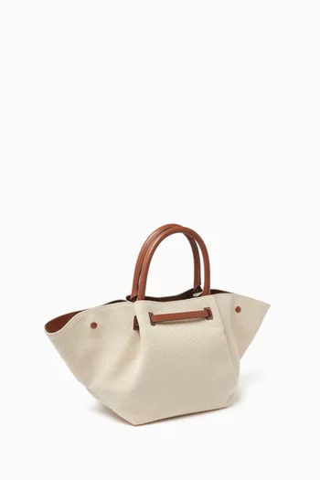 Midi New York Tote Bag in Canvas and Leather