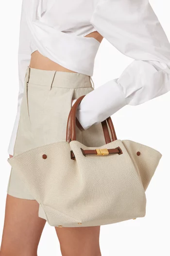 Midi New York Tote Bag in Canvas and Leather