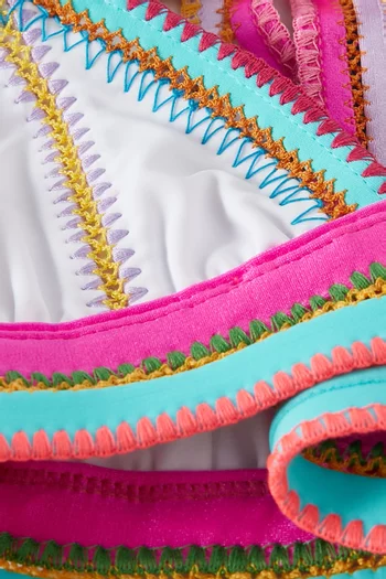 Crochet-trim Bikini Top in Italian Lycra