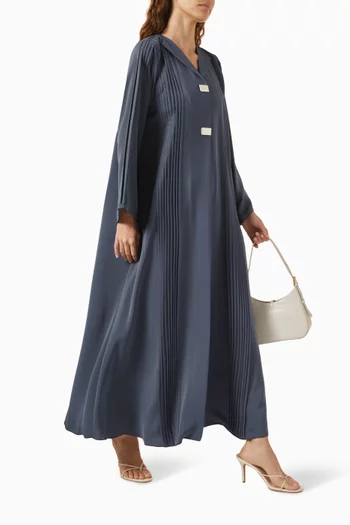 Pleated Coat-style Abaya in Nada