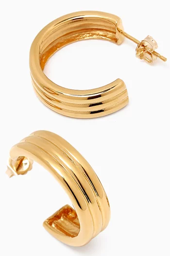Medium Triple Ridge Hoop Earrings in 18kt Gold Vermeil