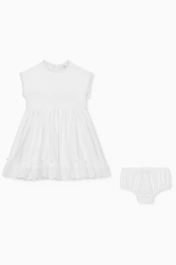 Embroidered Dress & Bloomers in Cotton-blend