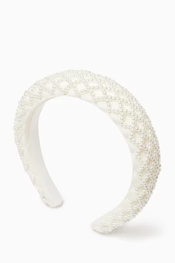 Bead-embellished Headband in Satin