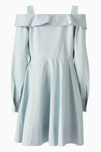 Cold-shoulder Dress in Cotton Poplin