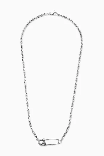 Arabesque Safety Pin Necklace in Sterling Silver