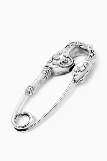 Arabesque Safety Pin Single Earring in Sterling Silver