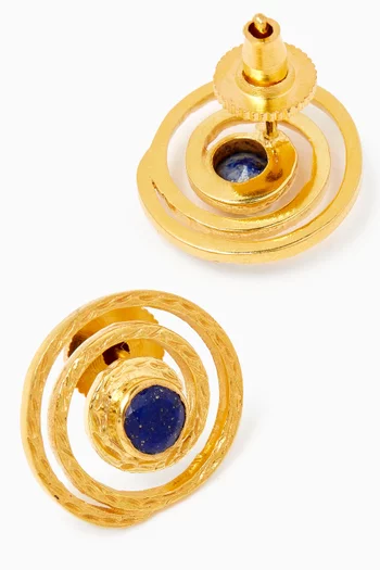 Hammered Spiral Stone Stud Earrings in 18kt Gold-plated Bronze
