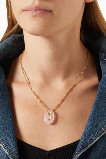 Quartz Pendant Necklace in 18kt Gold-plated Brass