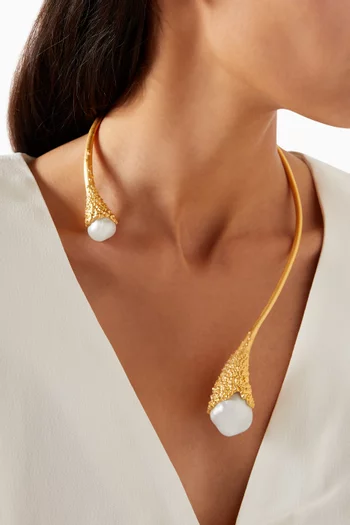 Frost Asymmetrical Necklace in 18kt Gold-plated Brass