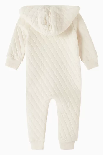 Quilted Hooded Growsuit in Organic Cotton-blend