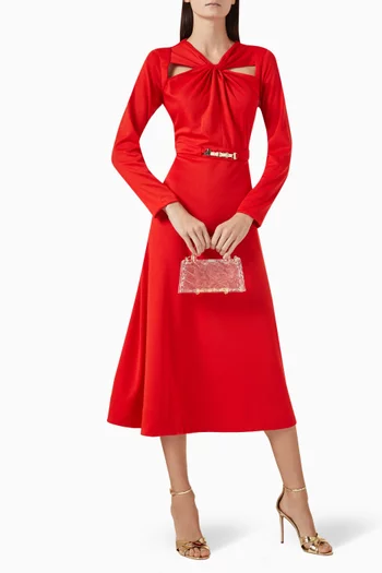 Rosie Cutout Midi Dress in Cotton