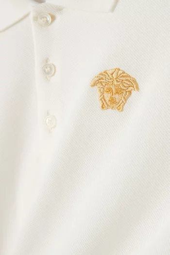 Medusa Embroidery Polo Shirt in Cotton Piqué