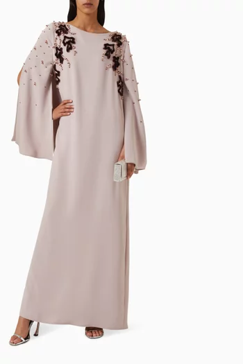 Bead-embellished Kaftan in Crepe