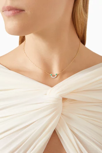 Smile Emerald & Diamond Necklace in 18kt Yellow Gold