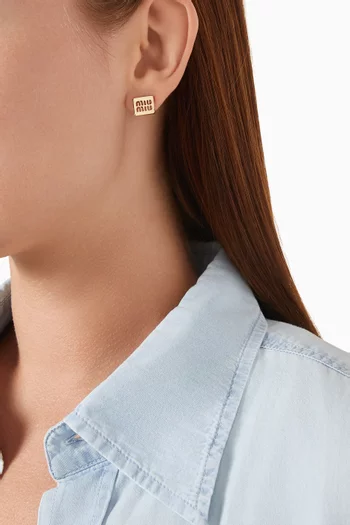 Logo Earrings in Gold-tone Metal