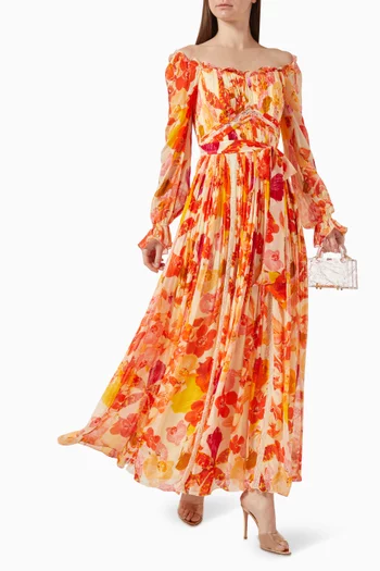 Floral-print Maxi Dress in Chiffon