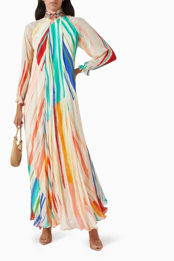 Tie-up Floral Maxi Dress in Chiffon