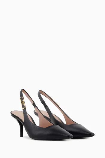 Eagle Plate Slingback Pumps in Nappa Leather