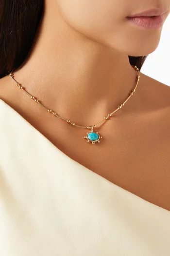Tiki Turquoise Necklace in 24kt Gold-plated Metal