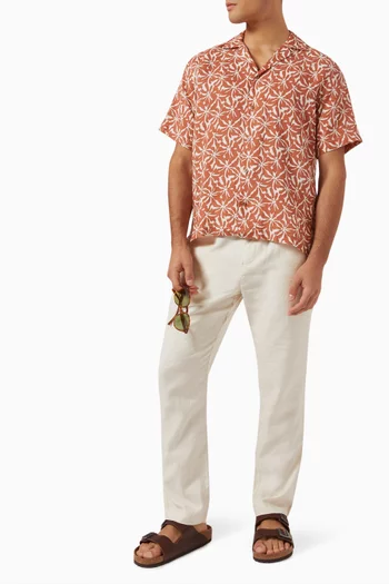 Roberto Abstract Floral-print Shirt in Linen