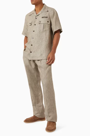 Stripe Drawstring Pants in Linen